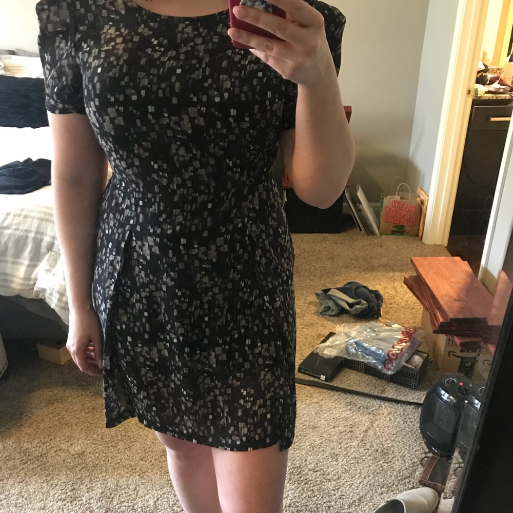 Black dress with purple pattern